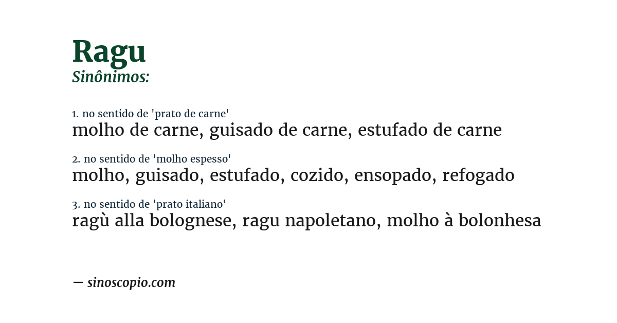 Sinônimo de ragu