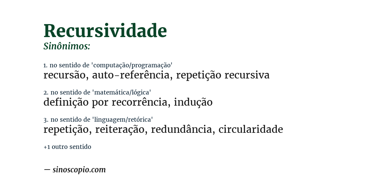 Sinônimo de recursividade