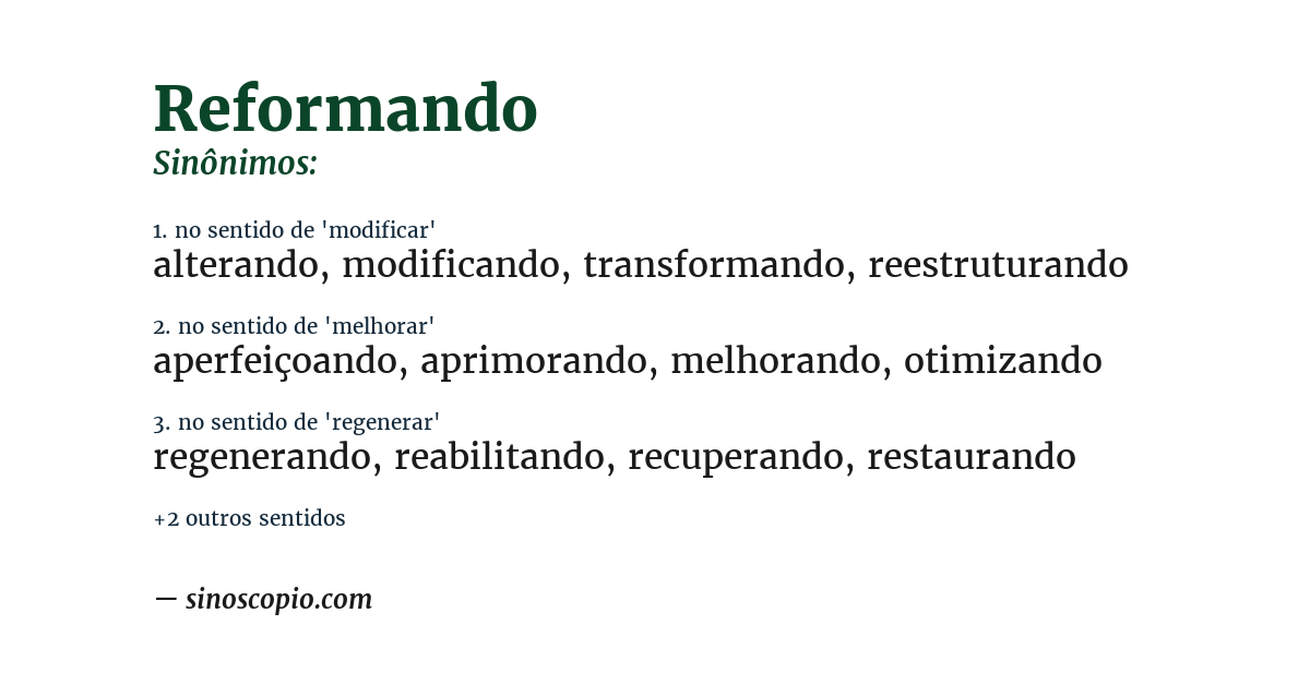 Sinônimo de reformando
