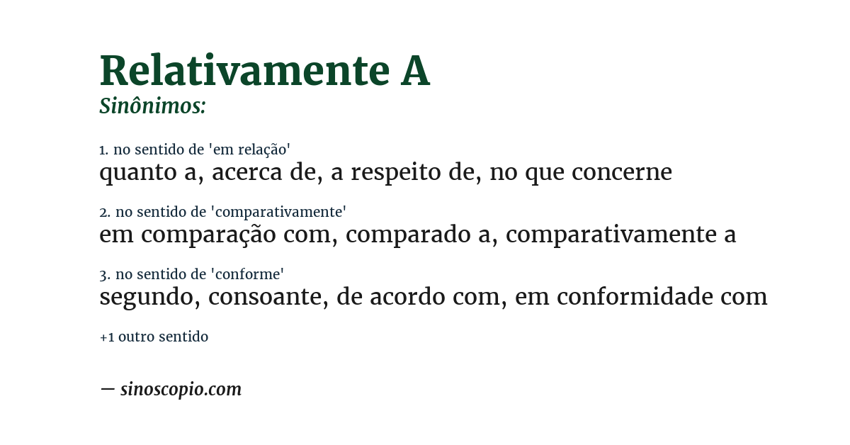 Sinônimo de relativamente a