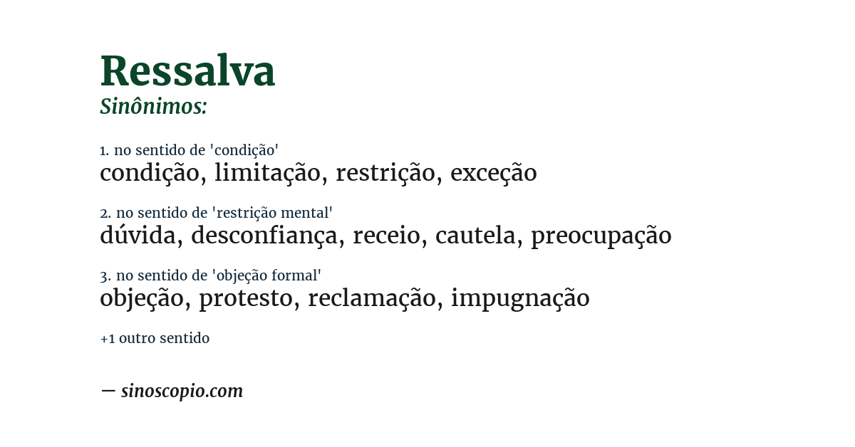 Sinônimo de ressalva