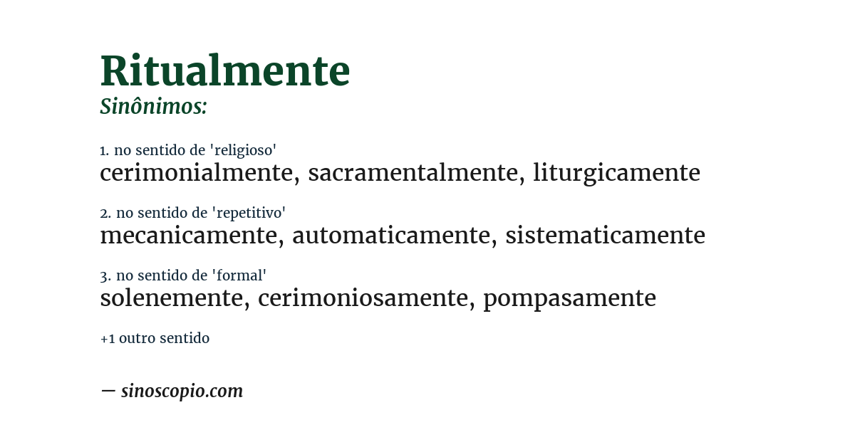 Sinônimo de ritualmente