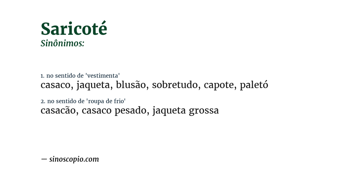 Sinônimo de saricoté