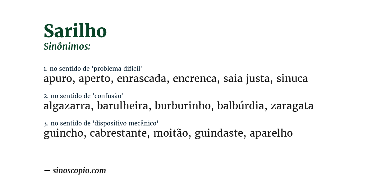 Sinônimo de sarilho