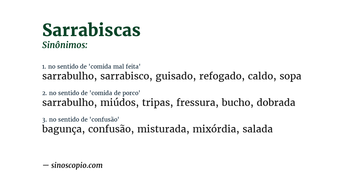 Sinônimo de sarrabiscas