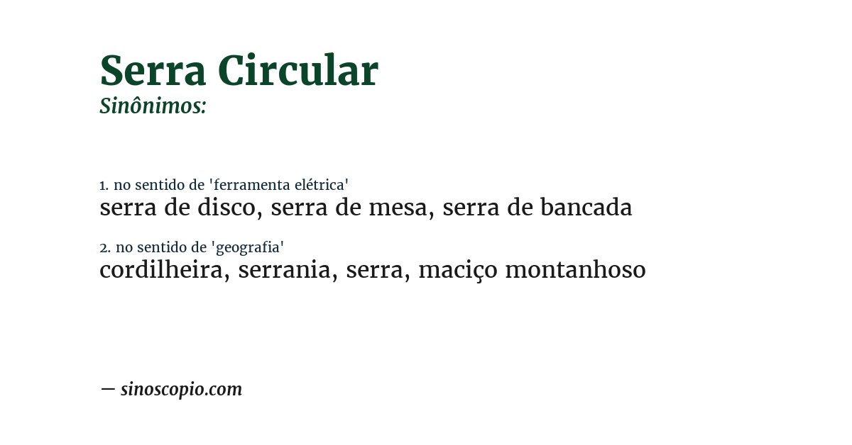 Sinônimo de serra circular