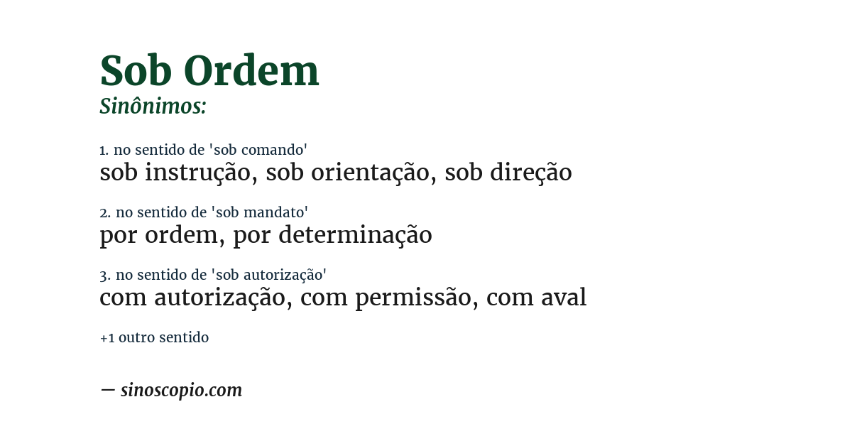 Sinônimo de sob ordem