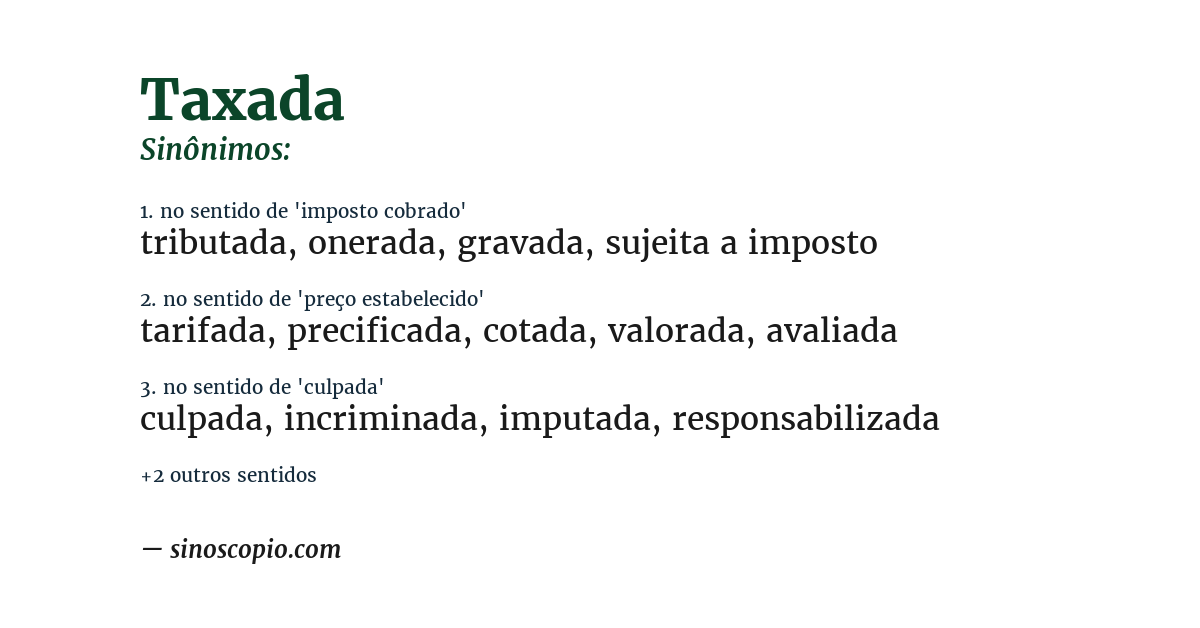 Sinônimo de taxada