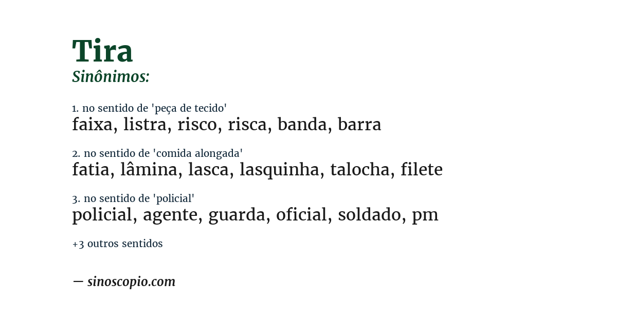 Sinônimo de tira