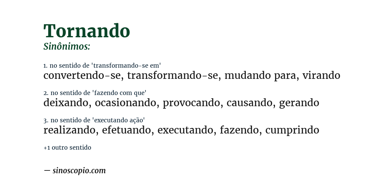 Sinônimo de tornando