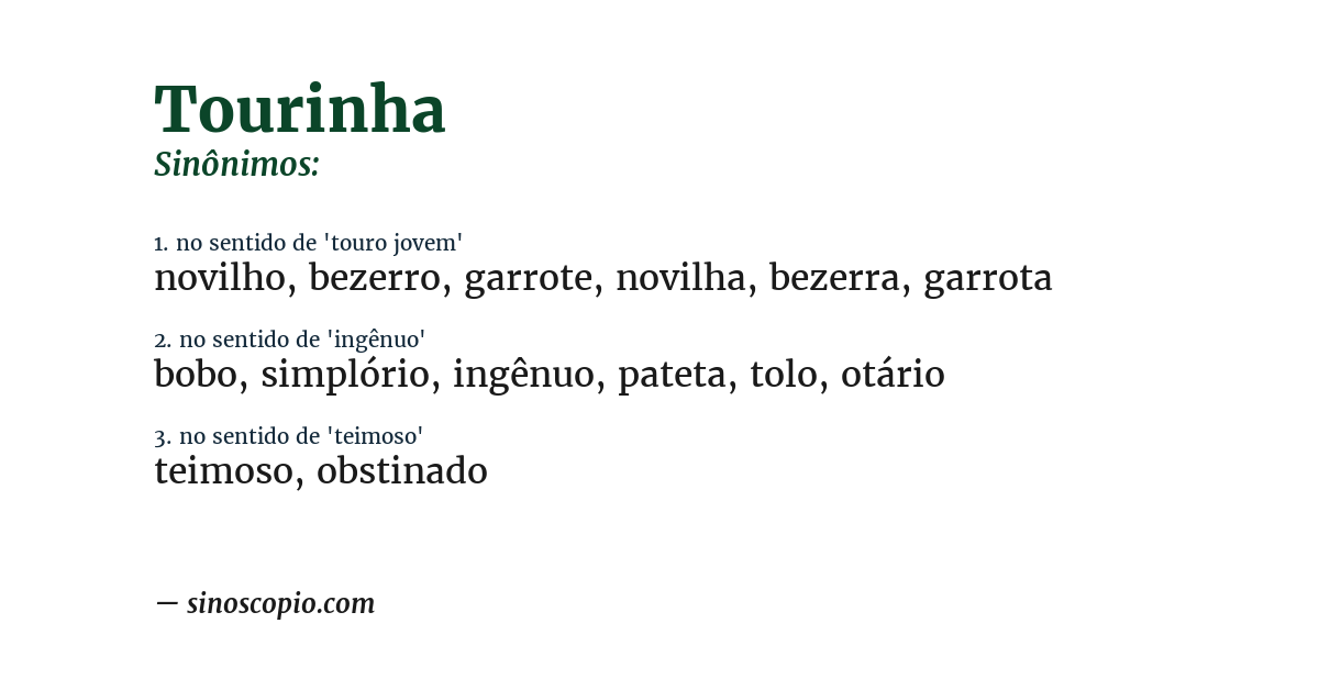 Sinônimo de tourinha
