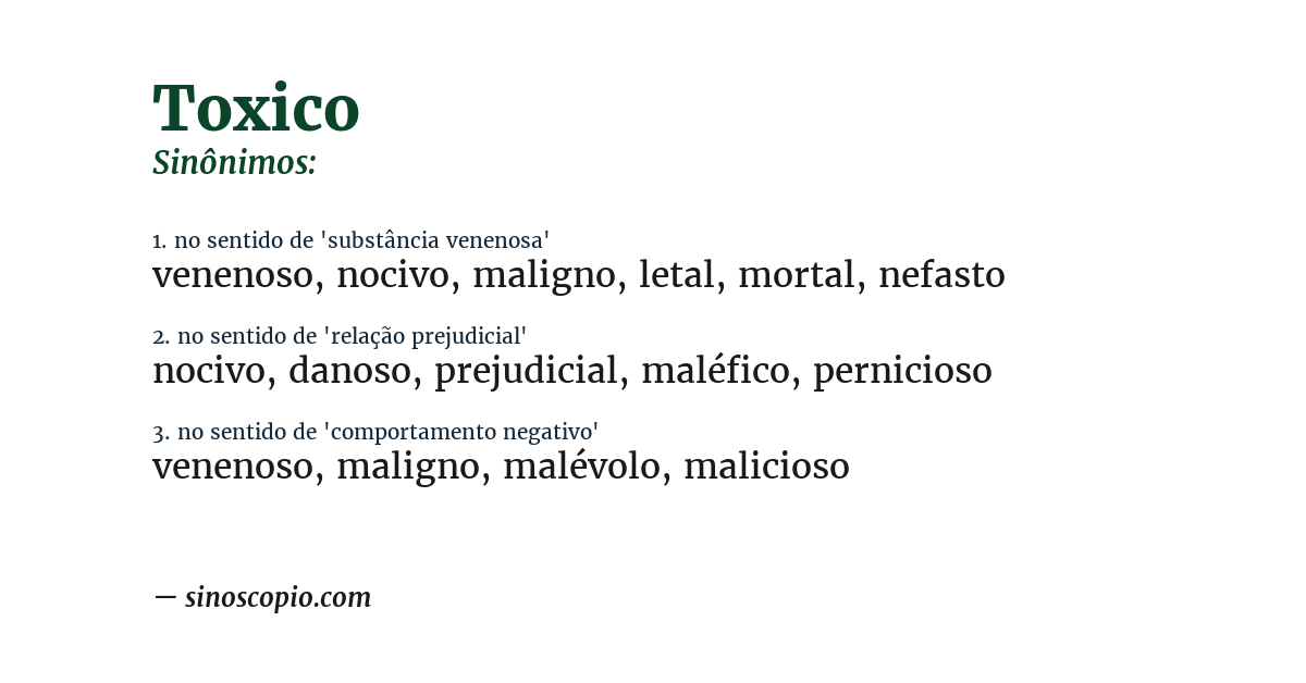 Sinônimo de toxico