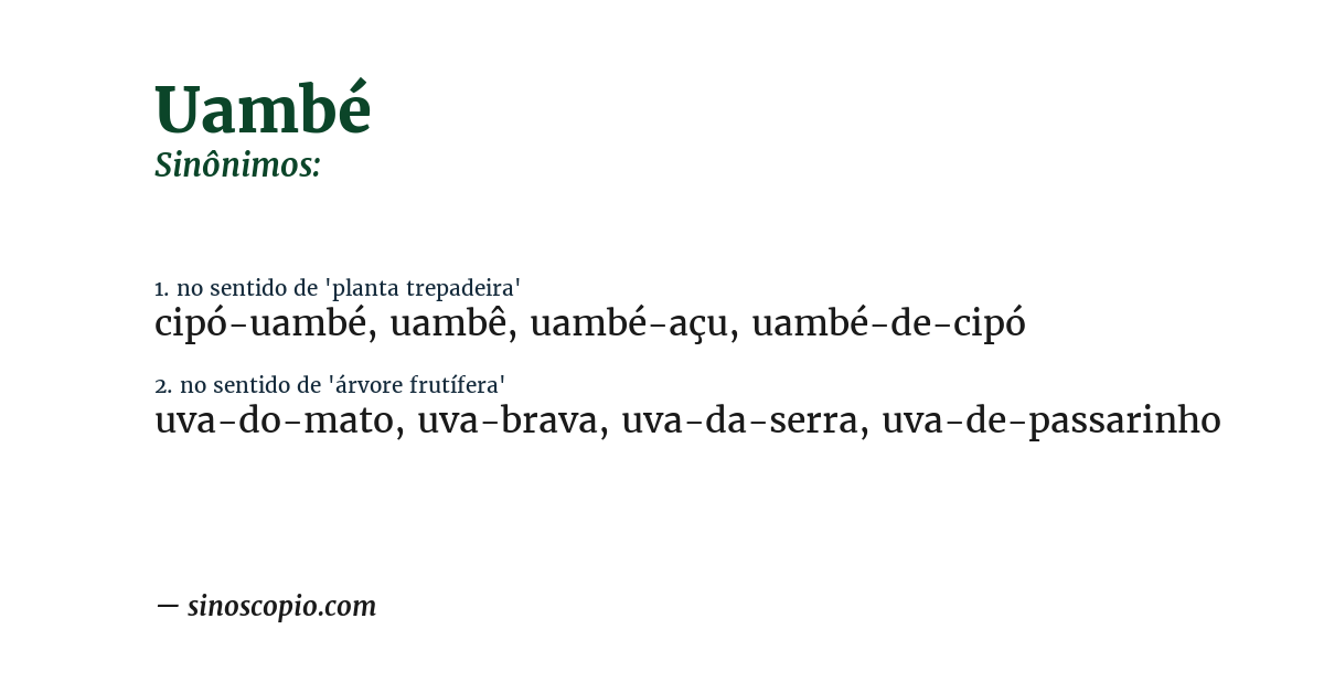 Sinônimo de uambé