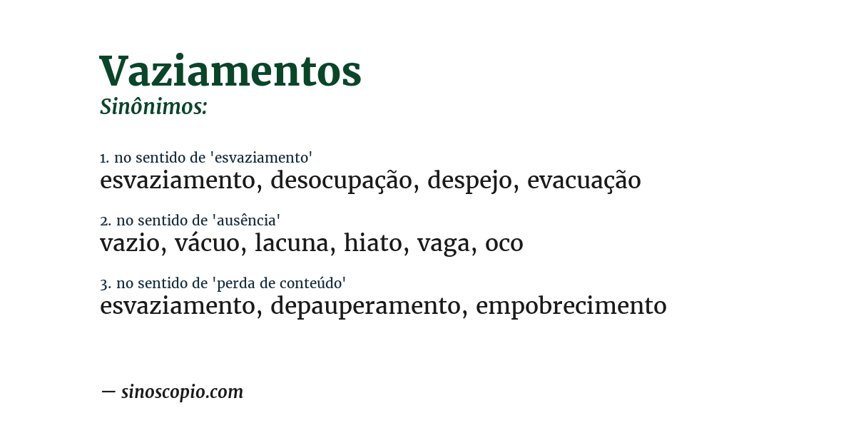 Sinônimo de vaziamentos