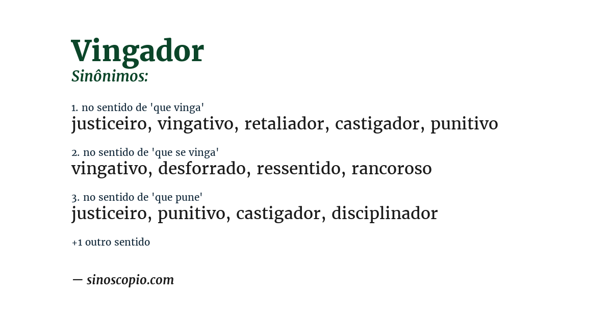 Sinônimo de vingador