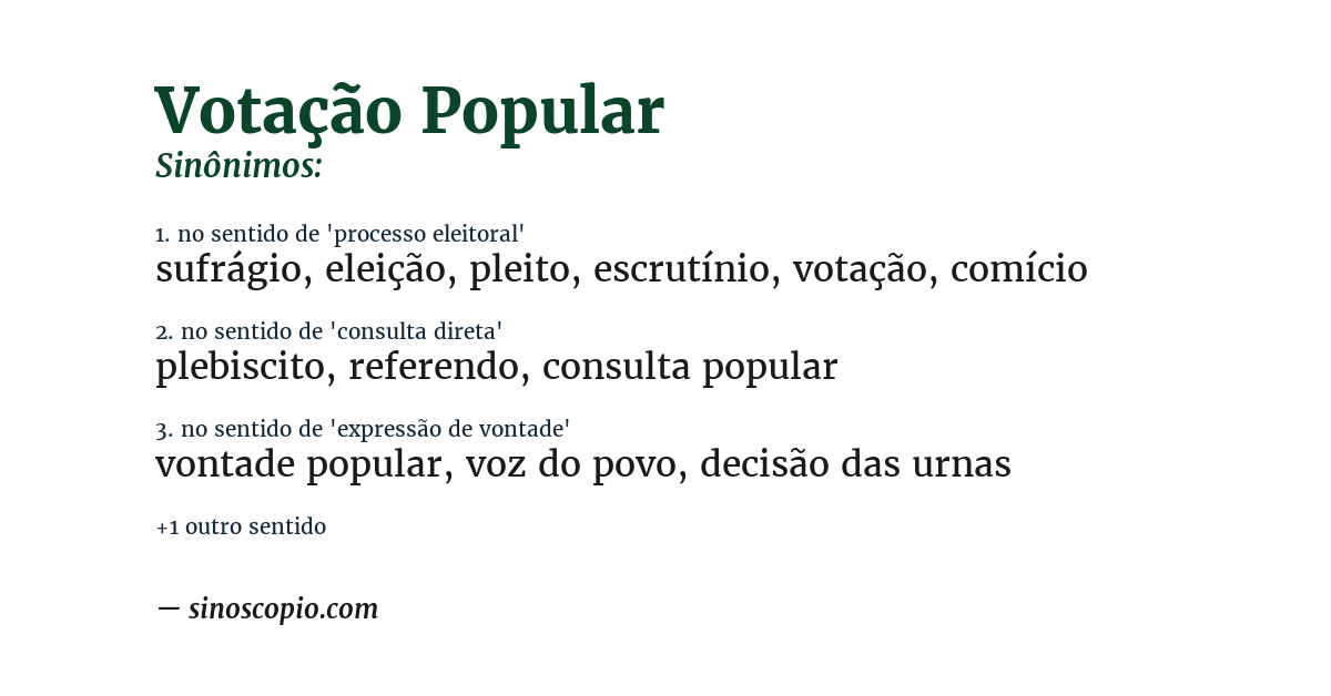 Sinônimo de votação popular