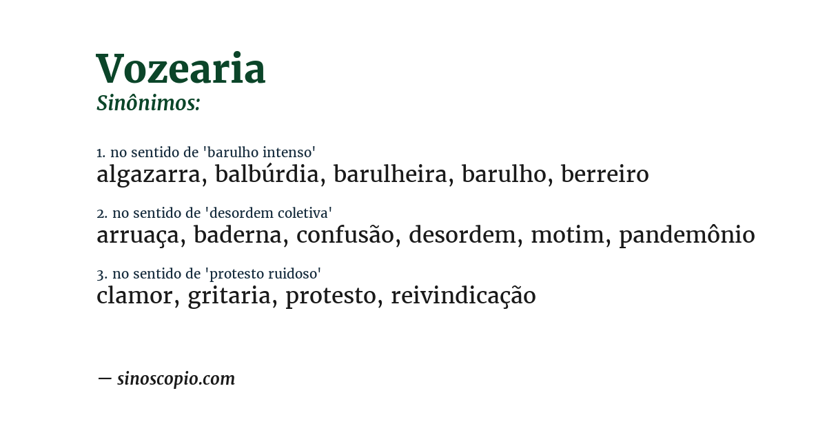 Sinônimo de vozearia