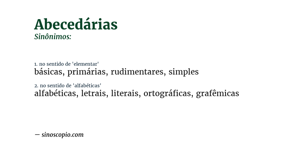 Sinônimo de abecedárias