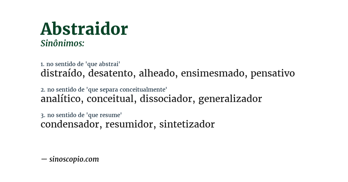 Sinônimo de abstraidor