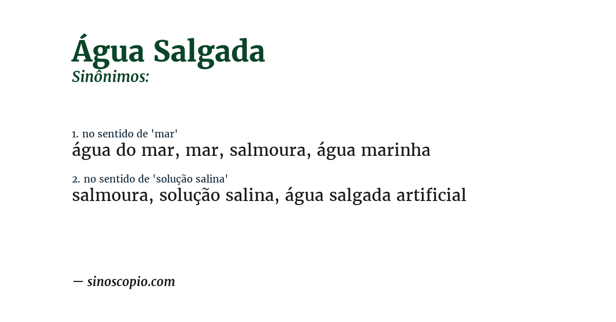 Sinônimo de água salgada