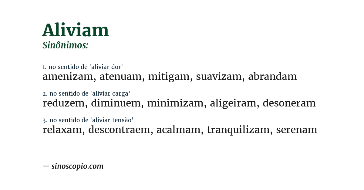 Sinônimo de aliviam