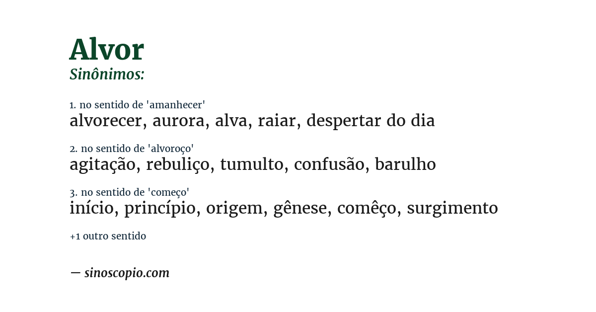 Sinônimo de alvor
