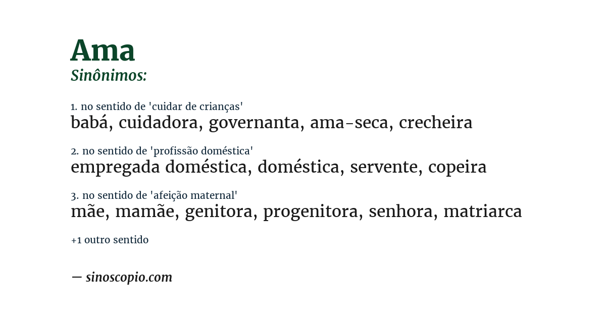 Sinônimo de ama