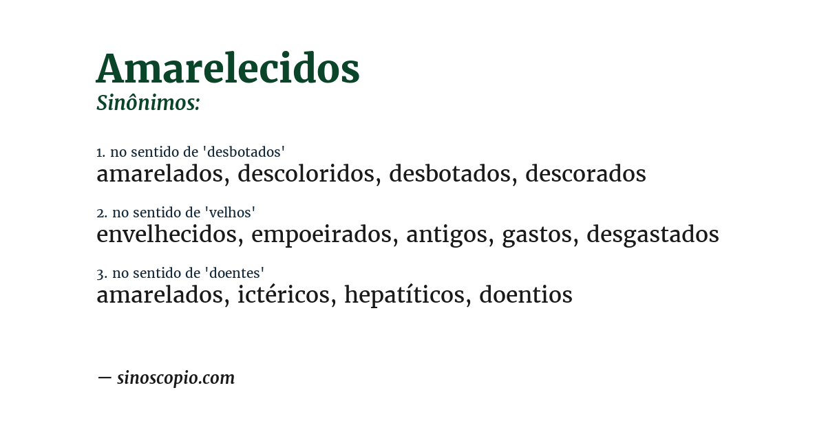 Sinônimo de amarelecidos
