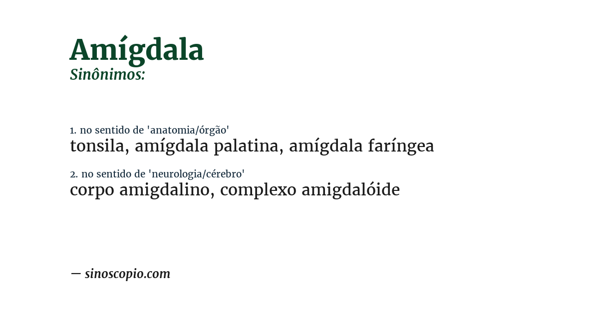 Sinônimo de amígdala