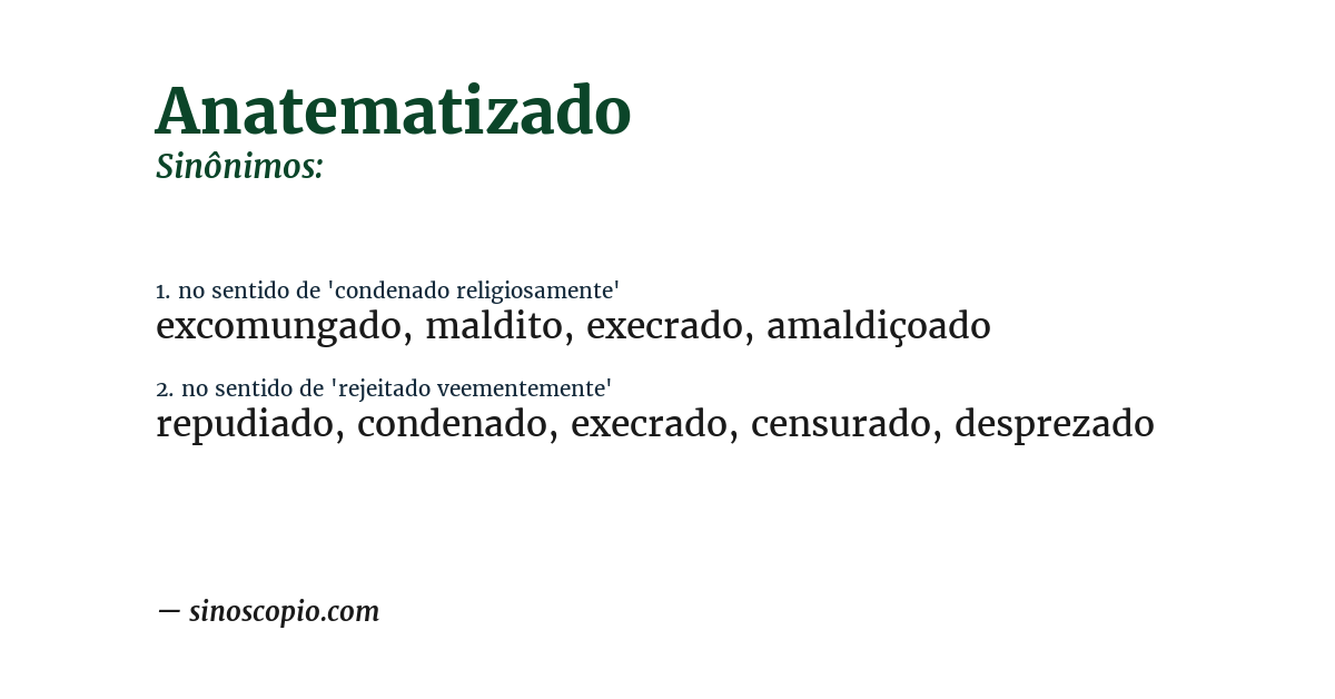 Sinônimo de anatematizado
