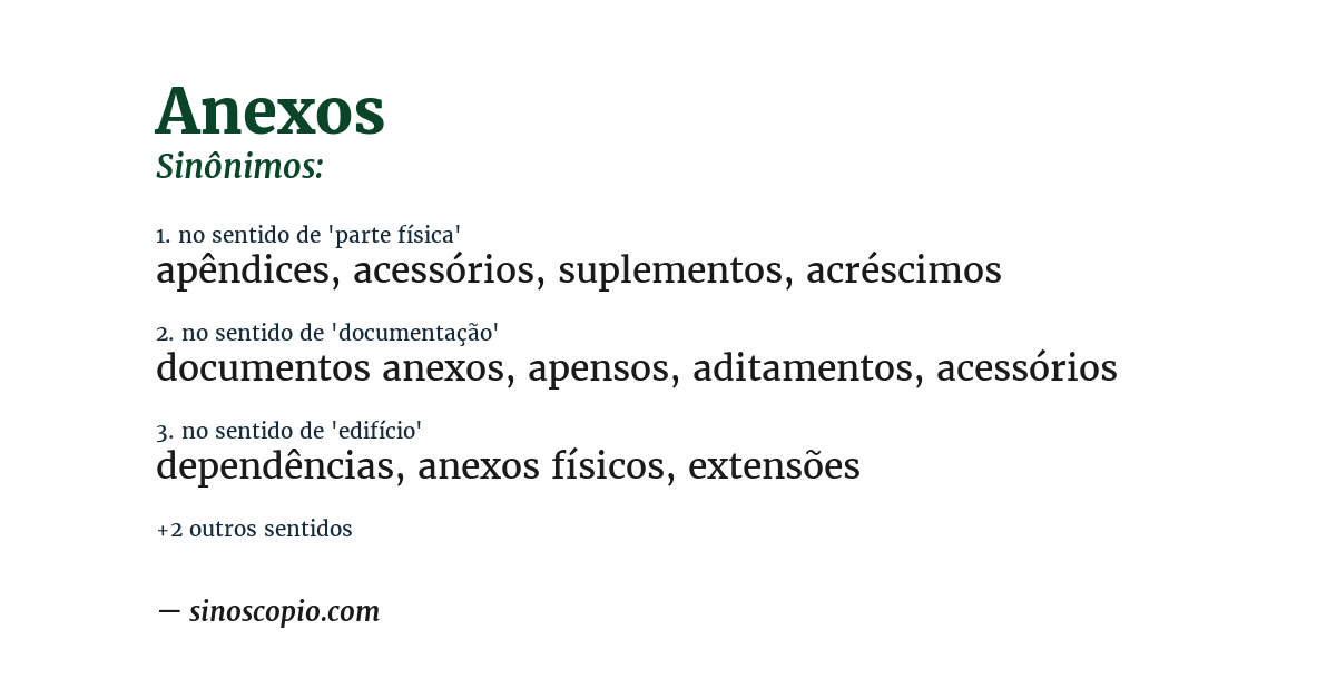 Sinônimo de anexos