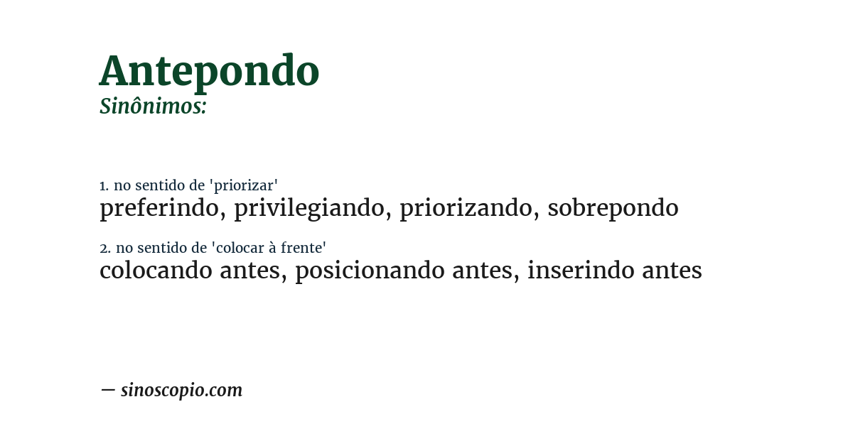 Sinônimo de antepondo