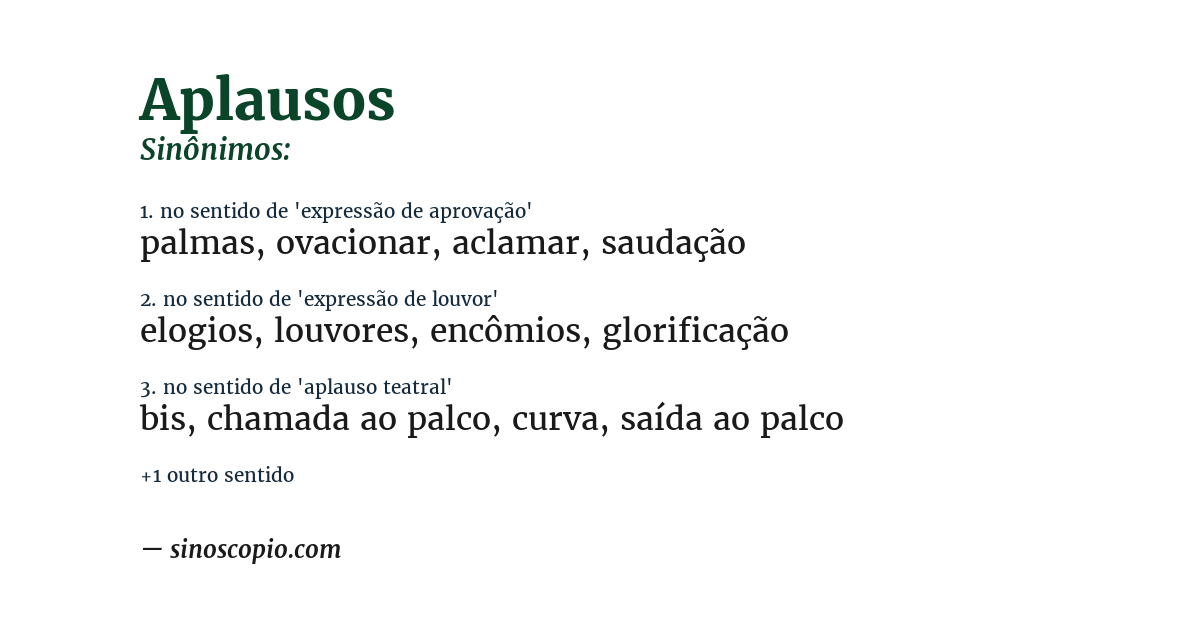 Sinônimo de aplausos