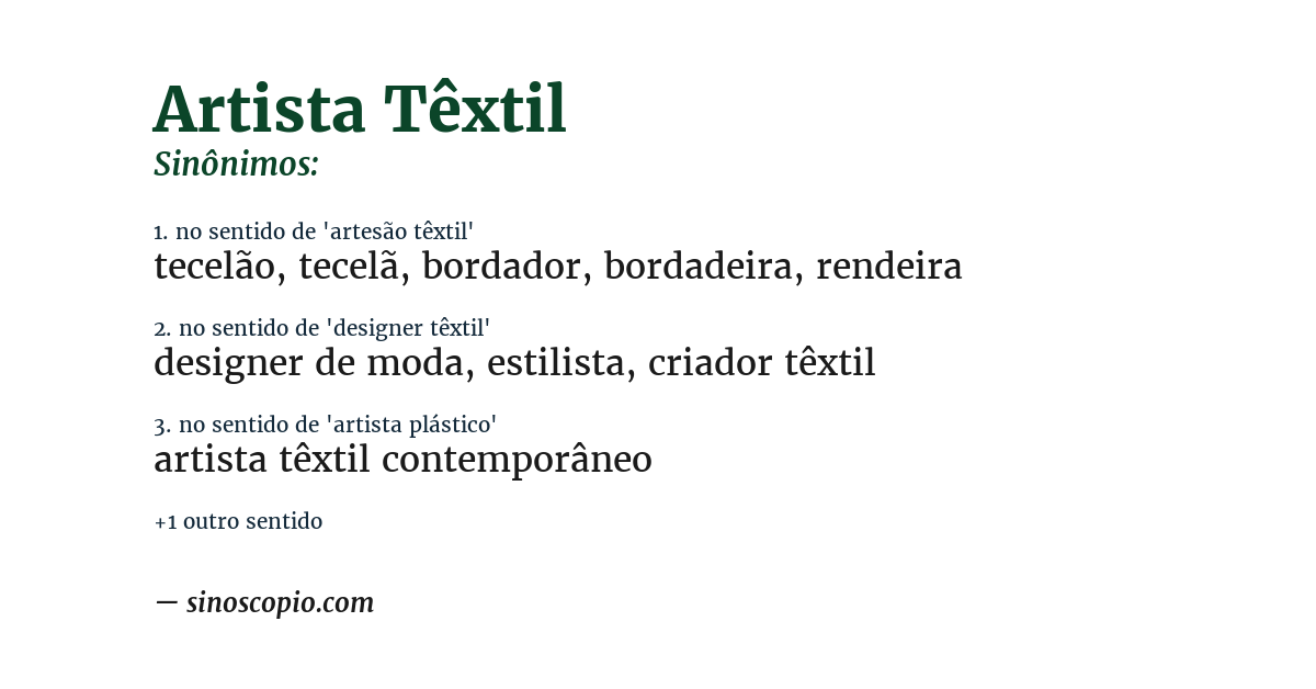 Sinônimo de artista têxtil