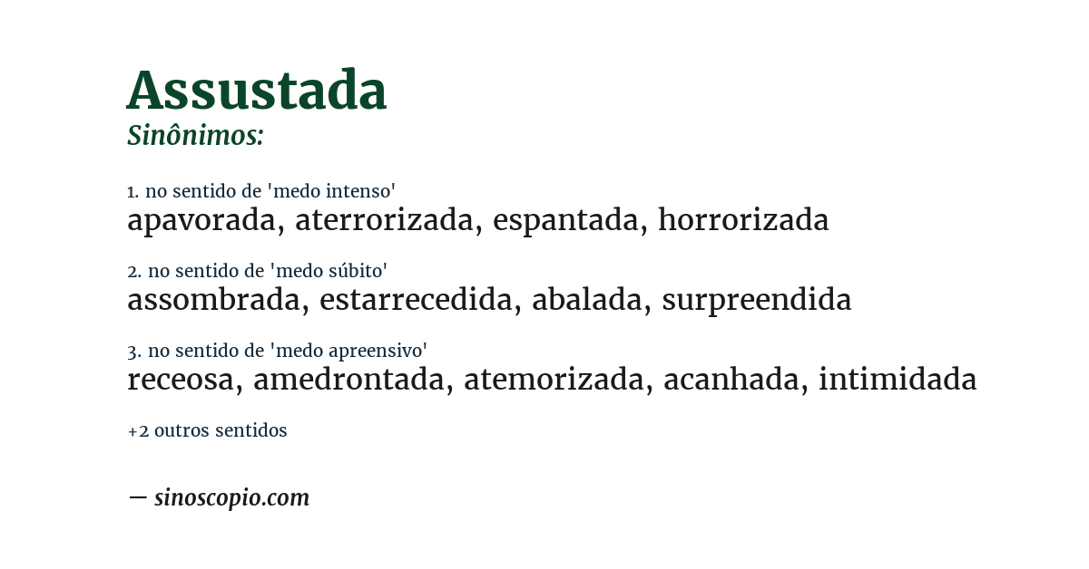 Sinônimo de assustada