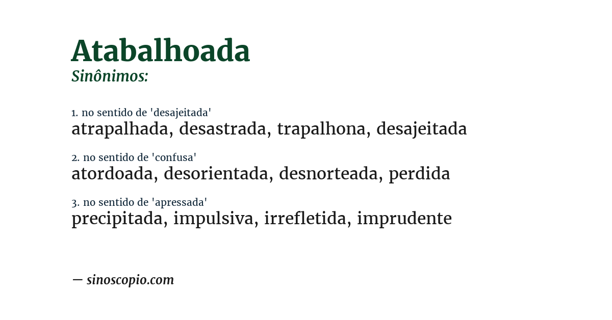 Sinônimo de atabalhoada