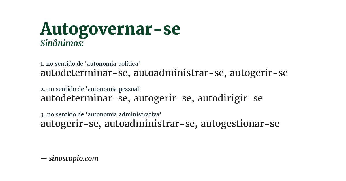 Sinônimo de autogovernar-se