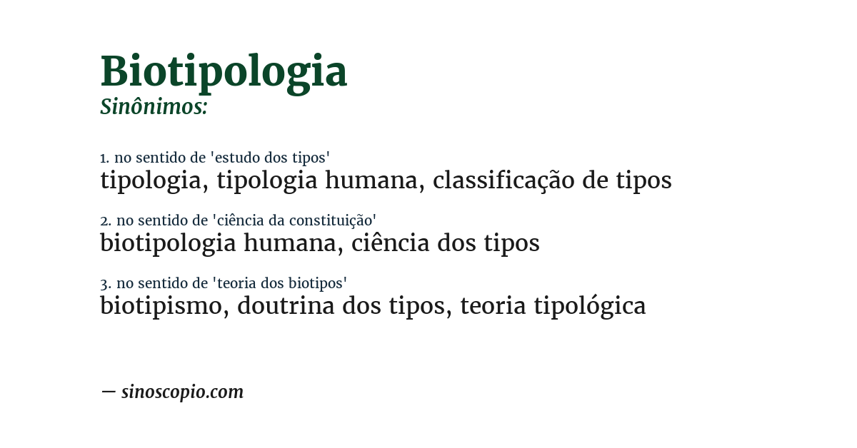 Sinônimo de biotipologia