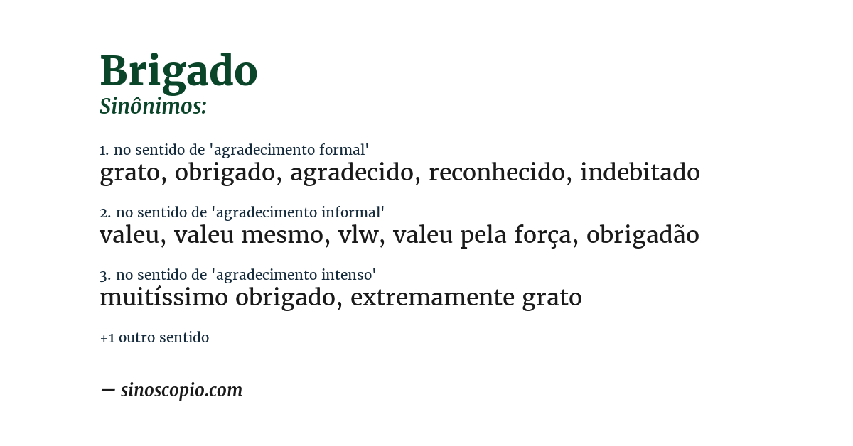 Sinônimo de brigado