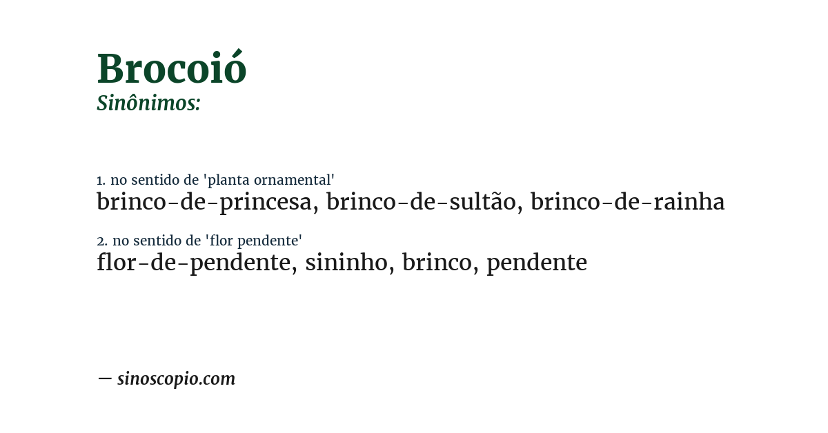 Sinônimo de brocoió