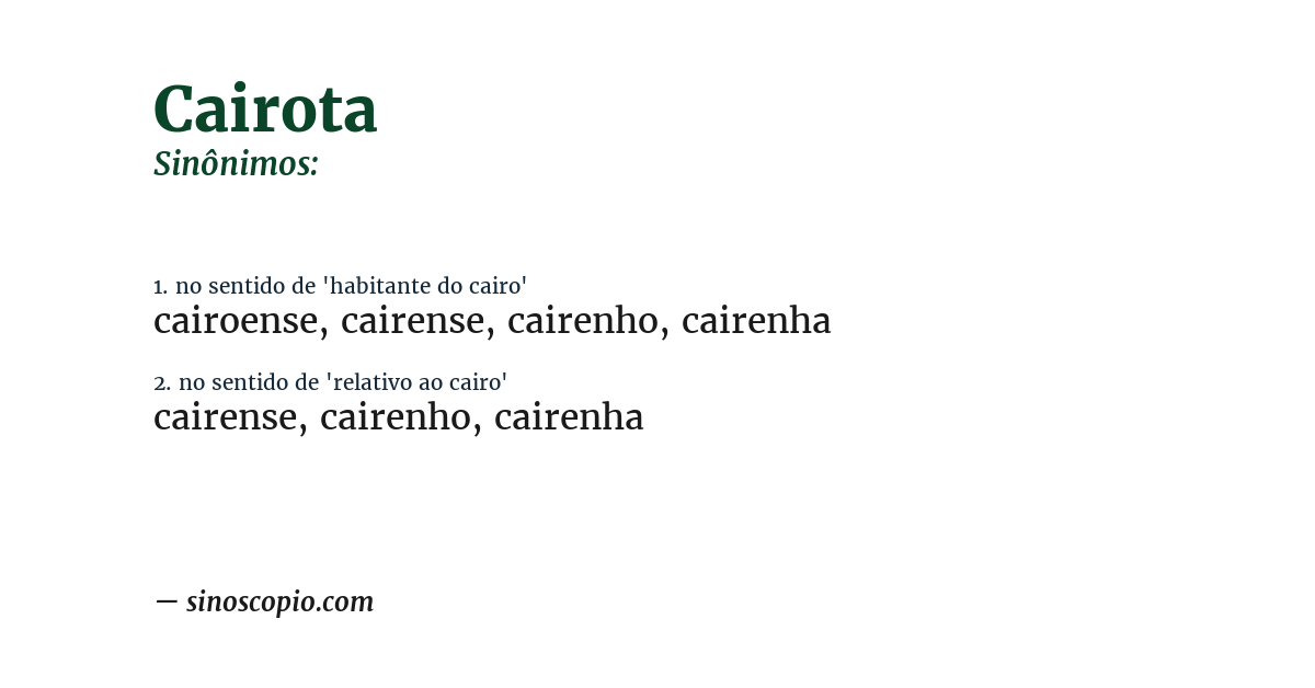 Sinônimo de cairota