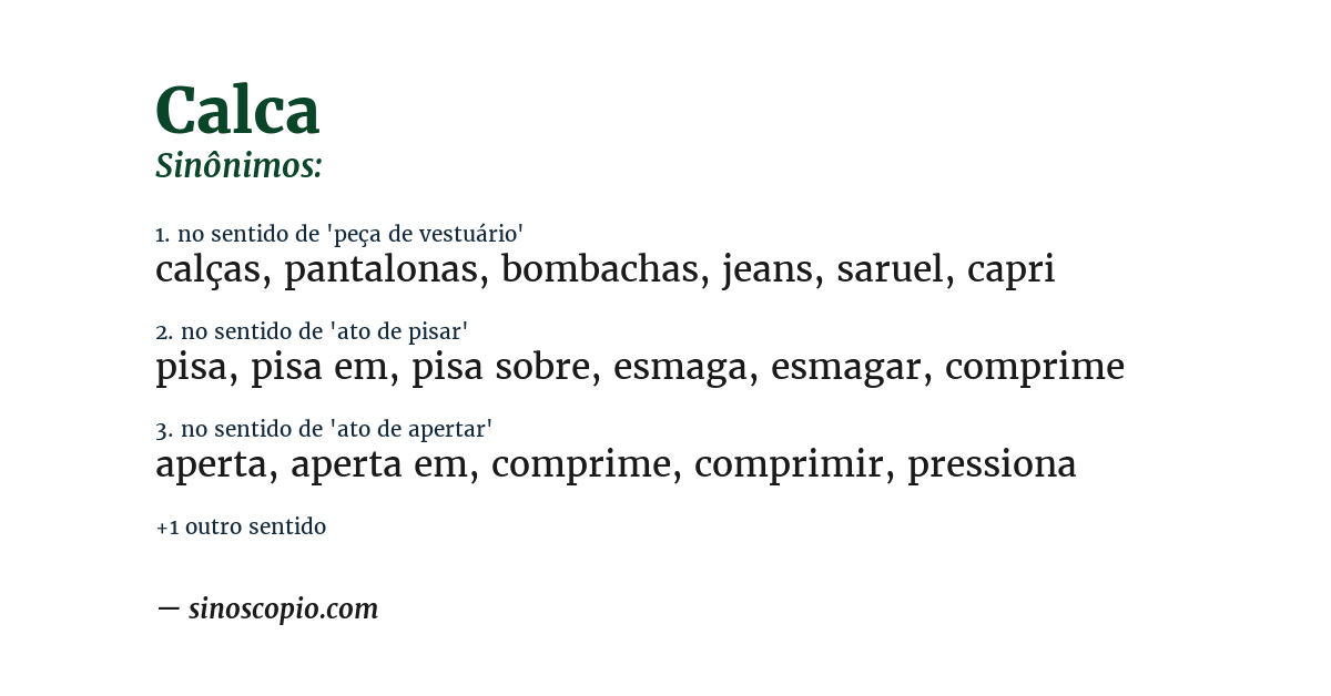 Sinônimo de calca