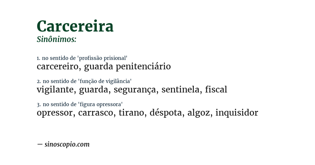 Sinônimo de carcereira