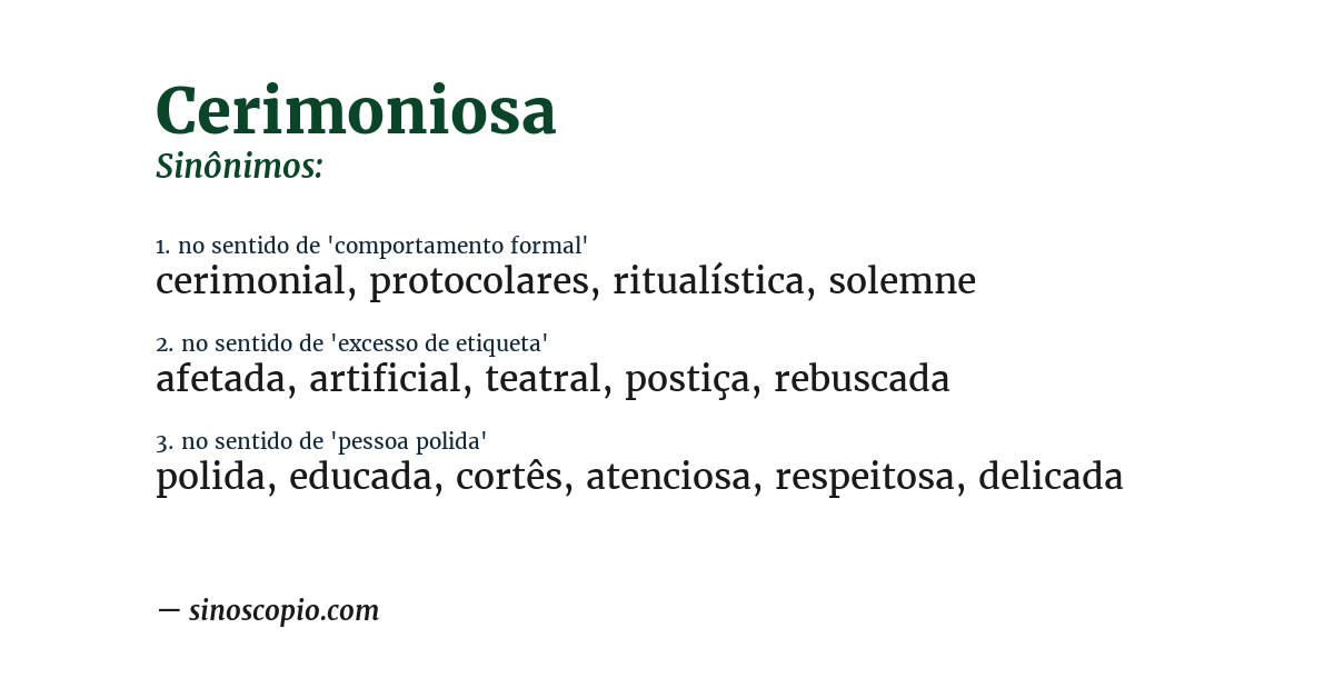 Sinônimo de cerimoniosa