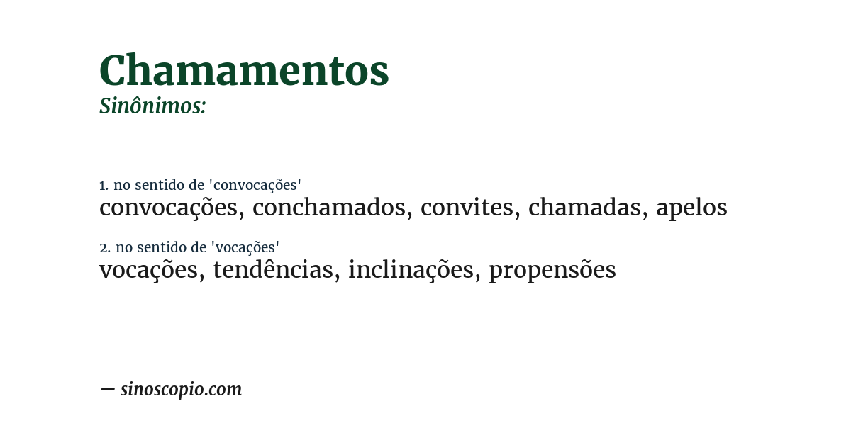 Sinônimo de chamamentos