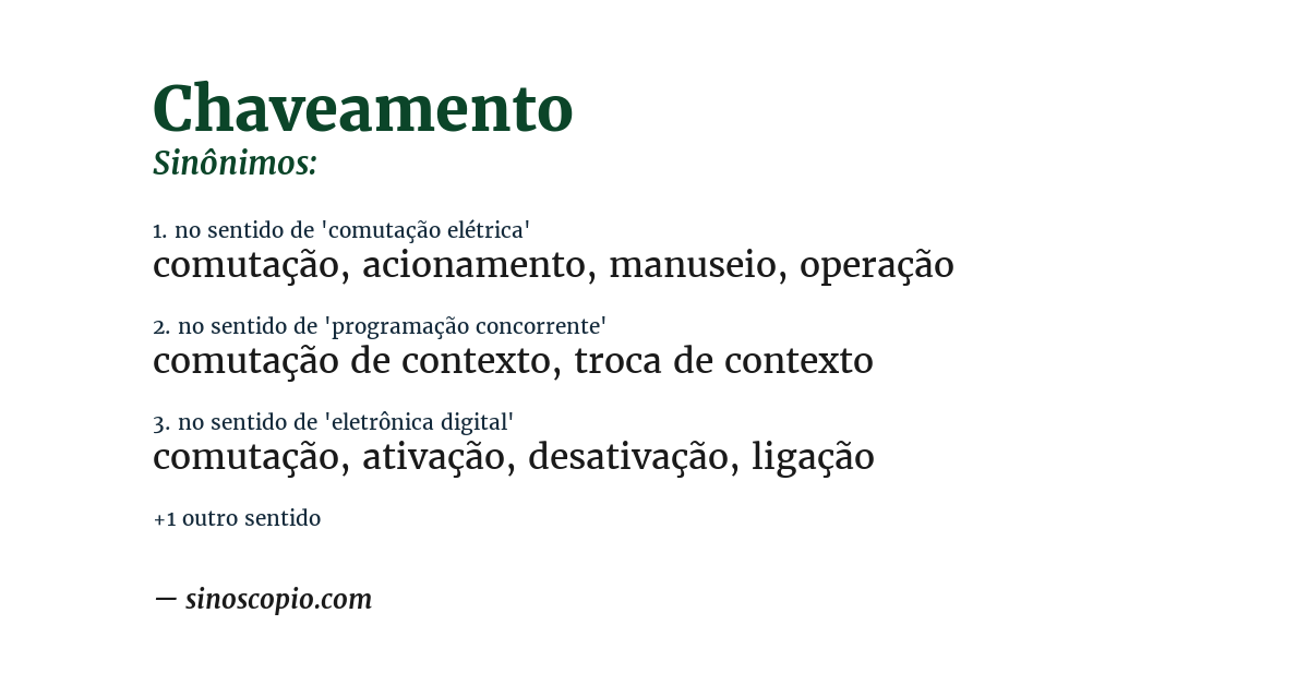 Sinônimo de chaveamento