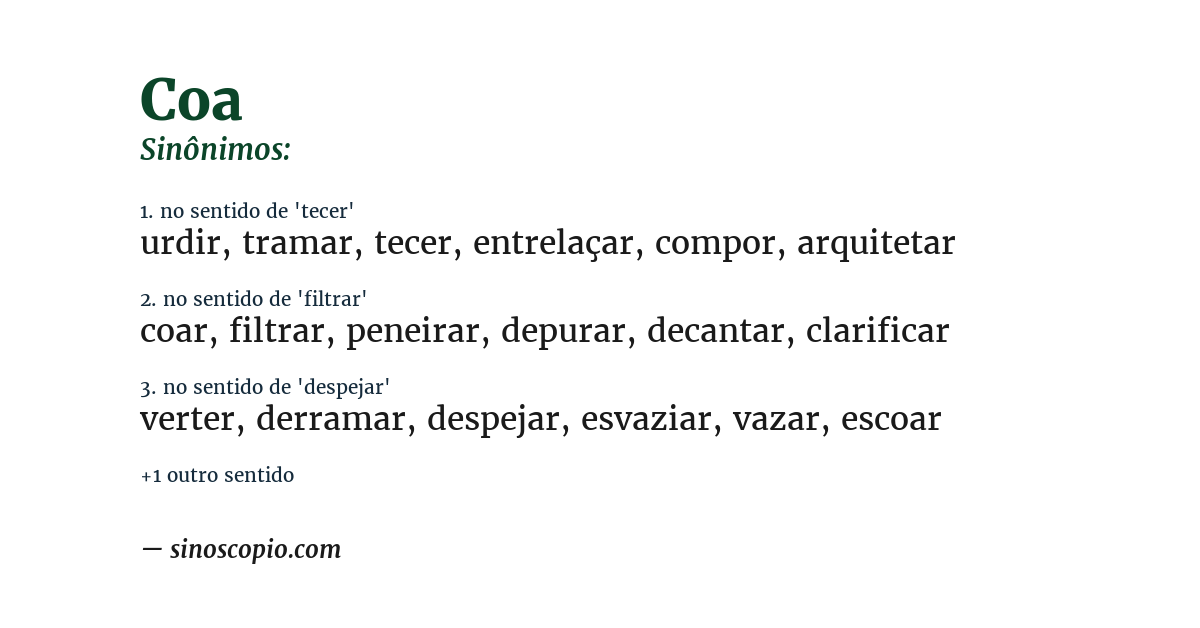 Sinônimo de coa