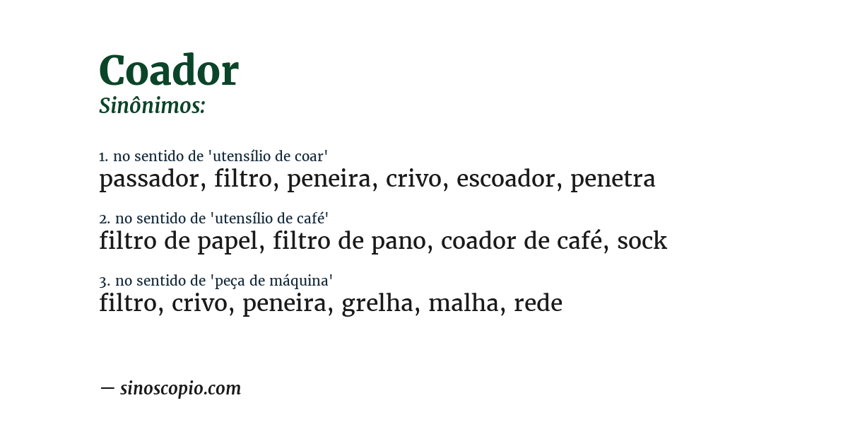 Sinônimo de coador