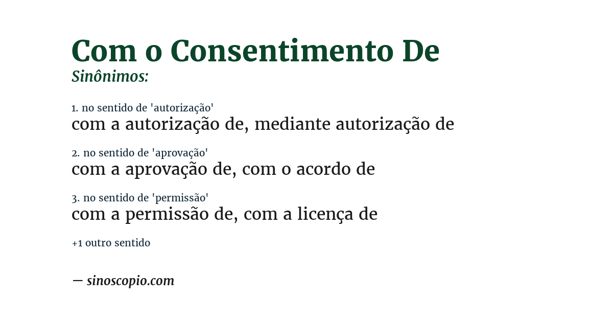 Sinônimo de com o consentimento de
