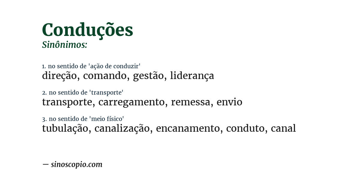 Sinônimo de conduções